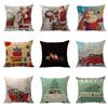 Santa Claus Pillowcase Decoration Cartoon Printing Christmas Cushion Cover Home Christmas Ornament Linen Pillowcase