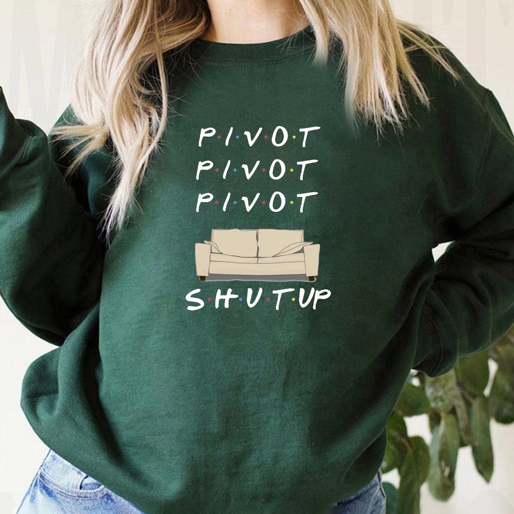 Футболка Pivot Толстовка Friends Толстовка Pivot Shut Up Джемпер из сериала Friends Джемпер Chandler Joey 90-х Ретро-толстовки Friends с круглым вырезом