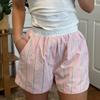 Summer Women's Pant  Clashing Button Splicing Stripe Loose Pocket Simple Casual Street Shorts