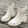Новые осенне-зимние ботинки челси женские на платформе черные бежевые ботильоны женские меховые короткие массивные панк-готические туфли 35-40