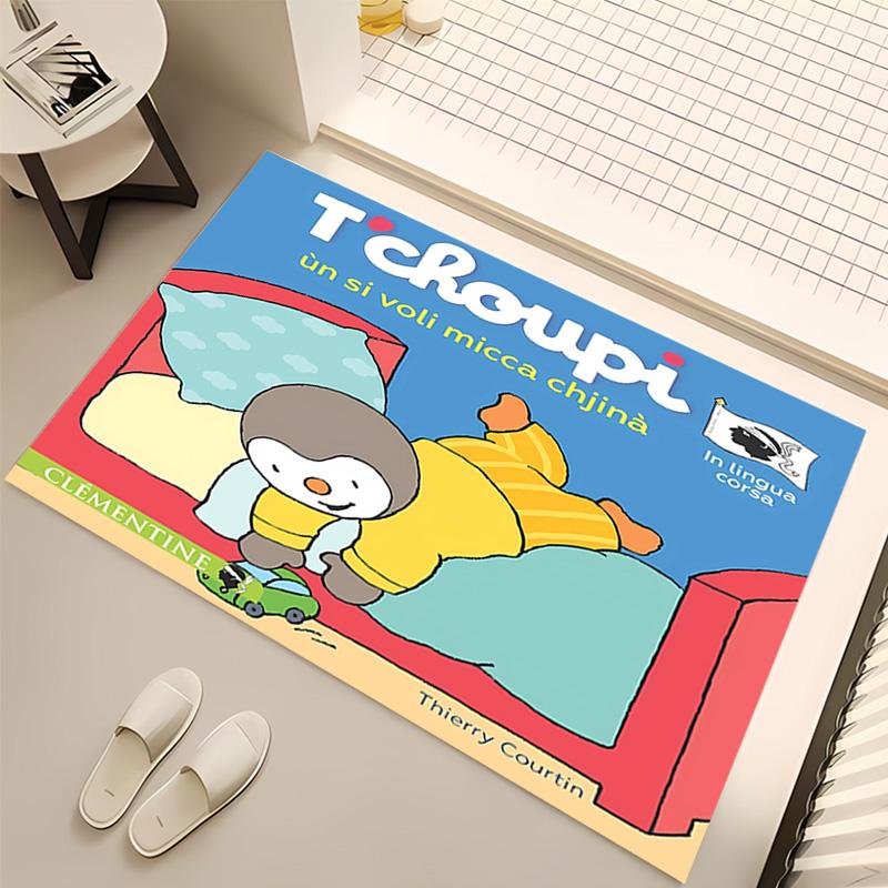 1pc Cartoon T-T'choupi Print Area Rug - Soft, Washable Non-Slip Indoor Mat, Living Room, Home Office Decorative Rug,Office Decorative