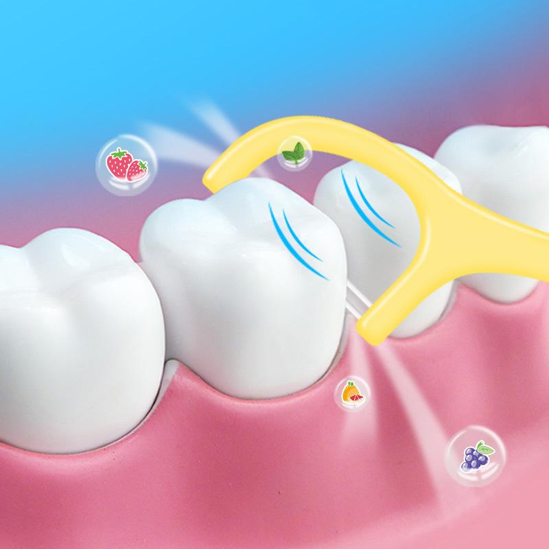 50 шт./кор. красочная фруктовая зубная нить для чистки зубов с коробкой для хранения, двойная линия, высокая прочность на разрыв, зубная нить