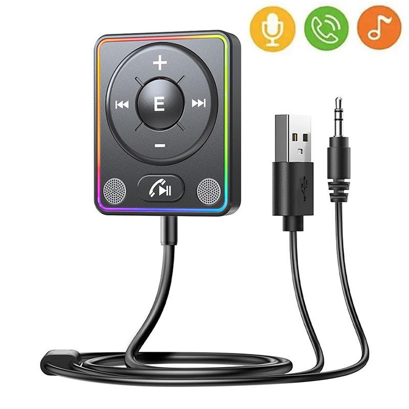 Автомобильный адаптер Bluetooth 5.4 с двойными микрофонами и шумоподавлением, автомобильный Bluetooth-комплект AUX для звонков в режиме громкой связи и стереоаудио