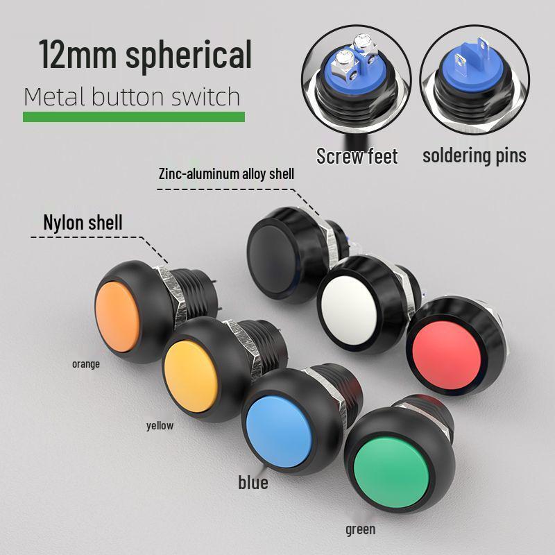 12мм 220В Сверхмалый Металлический Переключатель с Фиксацией и Самовозвратом Пуск-Стоп