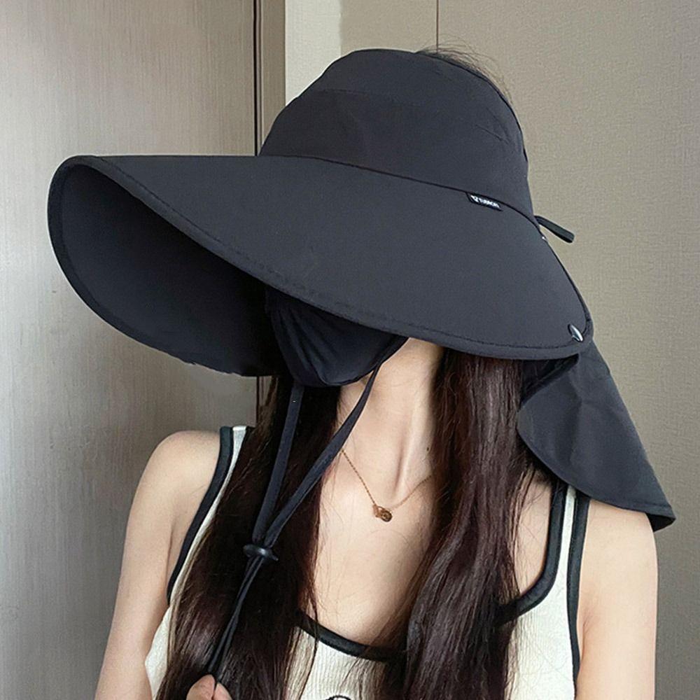 Summer Wide Brim Sun Hat Adjustable Empty Top Hat Fashion Full Facer Cover Hat for Male Female