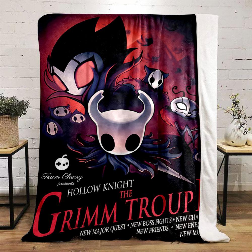 Stylized characters in dark, dramatic tones with a red and black backdrop. for all seasons blanket lunch break throw gift