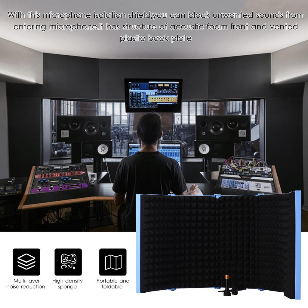 5-дверный профессиональный студийный микрофон для записи, изолирующий экран, складной поп-фильтр, микрофон, ветер