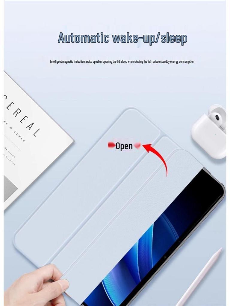 Магнитный чехол-трифолд для OppoPad3 Pro со слотом для стилуса - Полная силиконовая обертка, Защита от падений