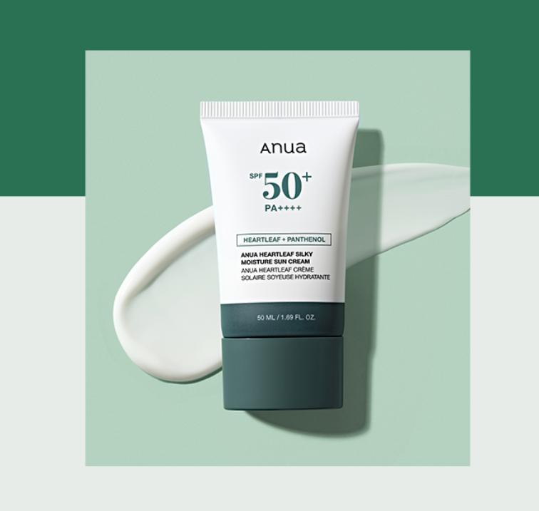 Anua Солнцезащитный крем Heartleaf Silky Moisture 50 мл – Корейский успокаивающий солнцезащитный крем SPF50+ для чувствительной кожи