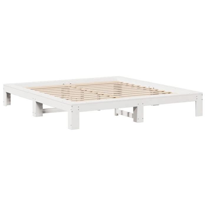 VidaXL Cadre de lit sans matelas blanc 200x200 cm bois massif de pin 3308727