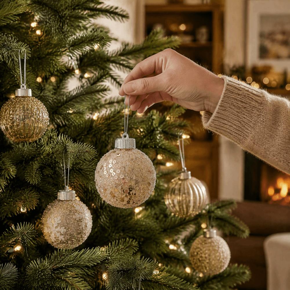 Sequin Christmas Ornament Hollow Tree Hanging Decor Xmas Bauble  Holiday Party Decor