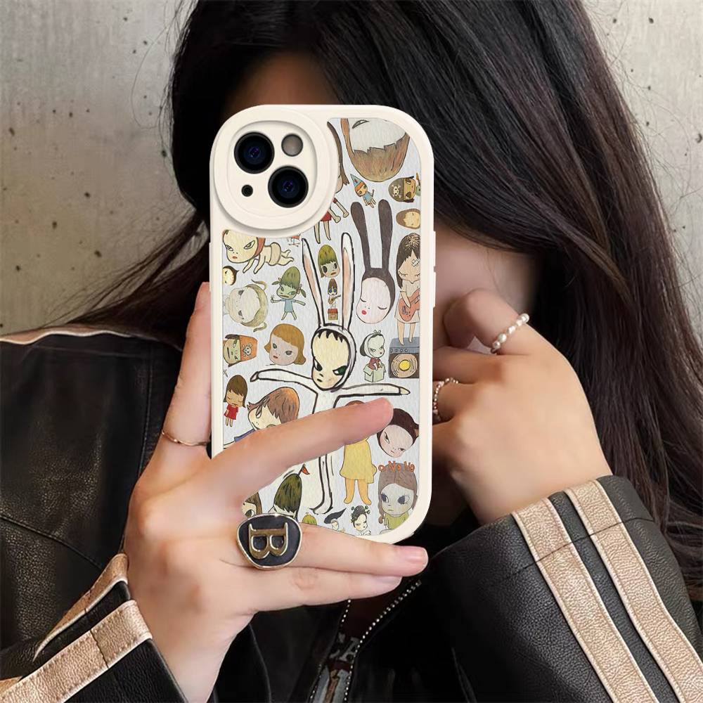 Y-yoshitomo Nara-A Ретро-искусство Чехол для телефона из ПУ-кожи Для IPhone 16 15 14 13 12 11 Pro Max Plus Задняя часть Fundas