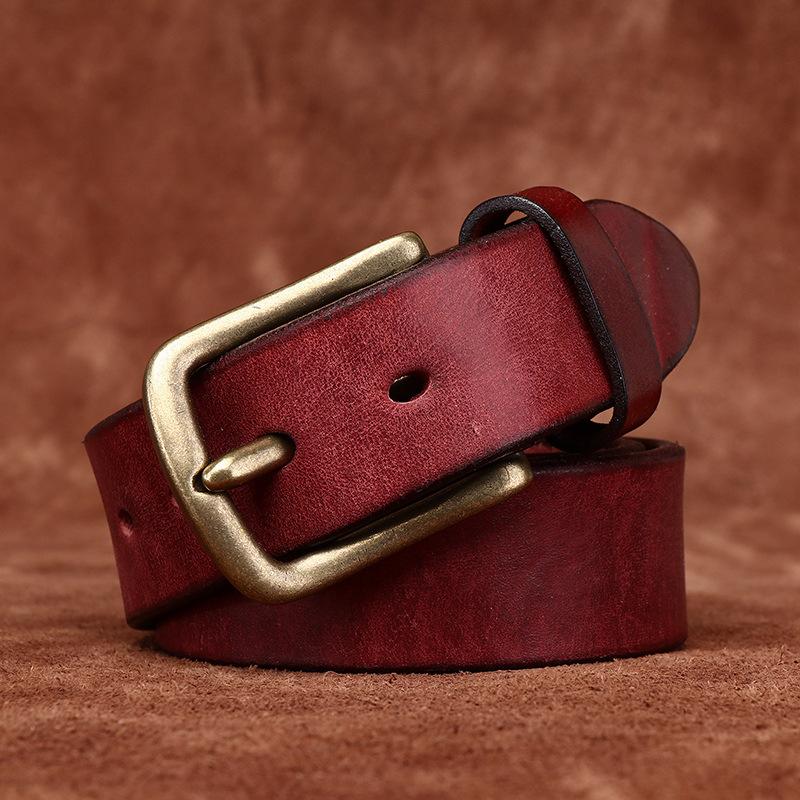 Ремень мужской винтажный матовый вымытый старый утолщенный первый слой коровьей кожи с латунной пряжкой повседневный джинсовый ремень мужской