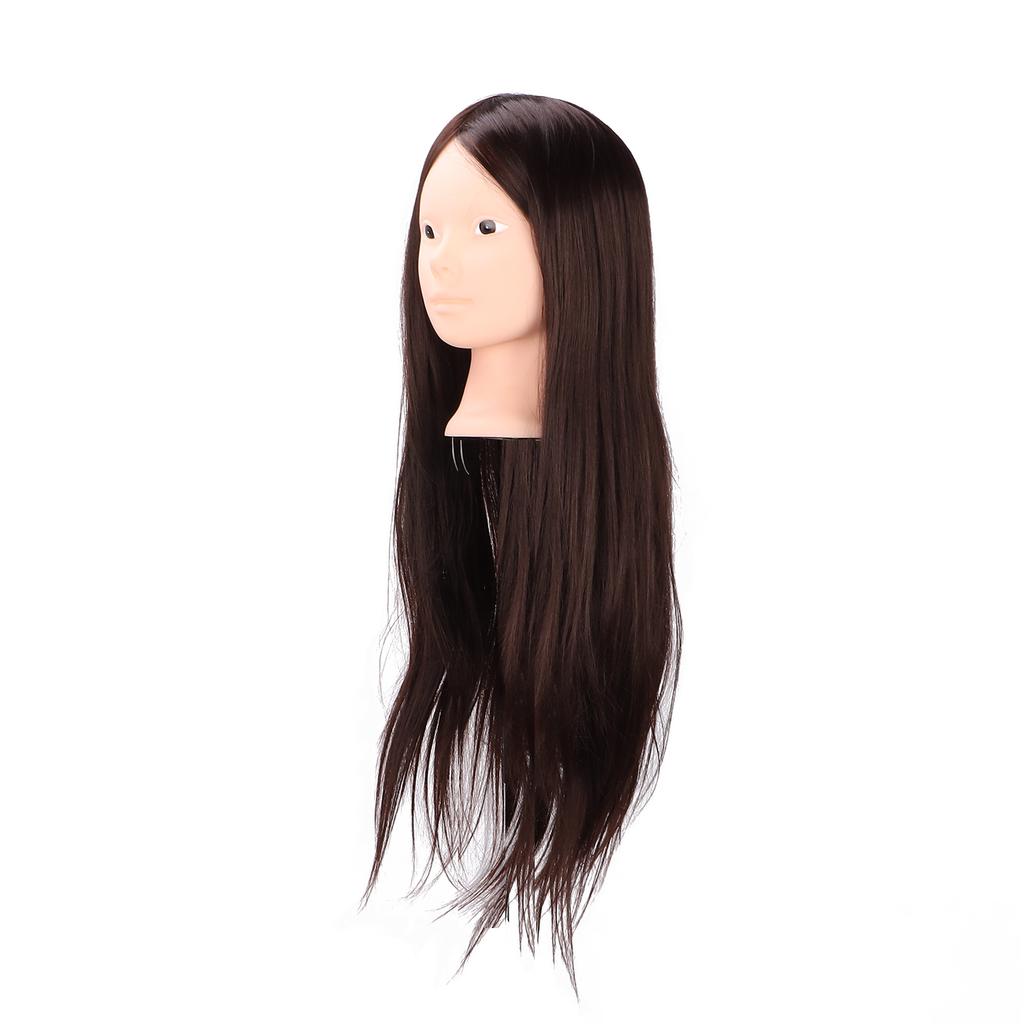 Long Brown Hair Mannequin Head High Temperature Synthetic Hair Styling Practice Training Head for Beauty Teachers