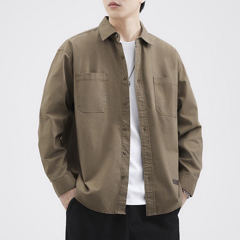 Japanese Retro Tooling Shirt Men'S Khaki Versatile Loose Large Size Casual Shirt Jacket Top Tide