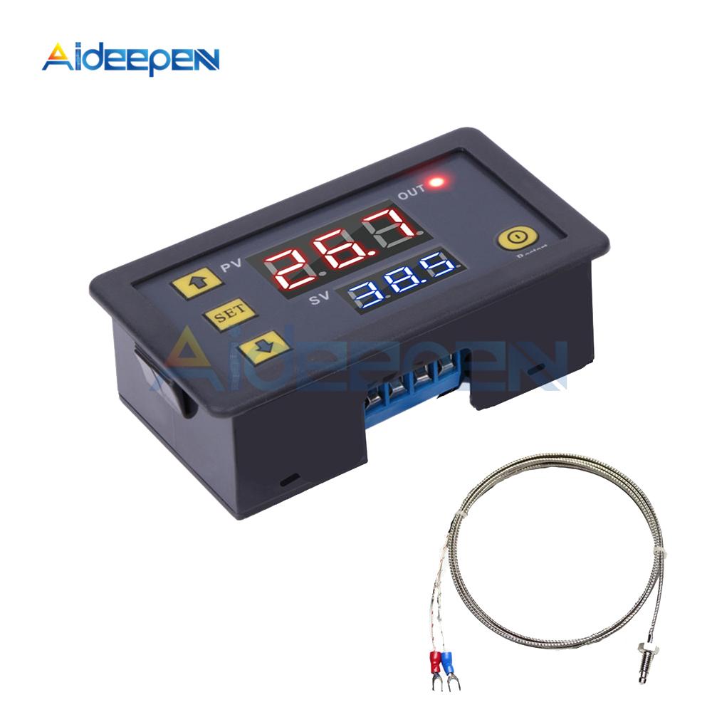 Цифровой терморегулятор DC 5V 12V 24V AC 110V 220V -60~500 градусов, датчик термопары K-типа с зондом M6, встроенный термостат