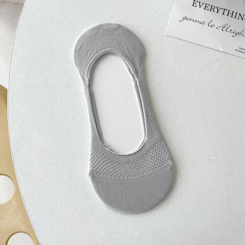 Женские летние тонкие однотонные сетчатые силиконовые нескользящие носки-подследники с невидимым бесшовным задником
