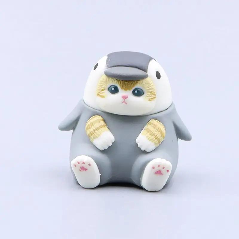Mofusand COS Marine Creature Sitting Posture Figurine Toy Cat Squid Penguin Shark Desk Decor Birthday Gift for Collectors