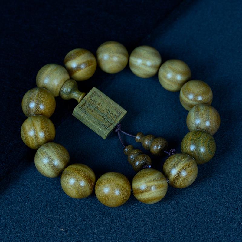 Браслет из 108 бусин из аргентинского зеленого сандала для мужчин и женщин - ручная работа, буддийская нить с прямым волокном.