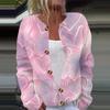 Женская повседневная мода с принтом, длинный рукав, кардиган, куртка на пуговицах