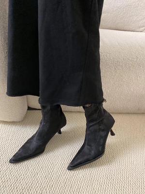 Мода Модные женские носки-сапоги с острым носком Chelsea Botas Тонкие средние каблуки Шелковые высококачественные Slio On Осенние весенние эластичные туфли для женщин