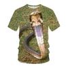 Summer Animal Snake Head Round Neck T-shirt 3D Digital Print Top Loose Casual Men's Short Sleeve Tee Shirts
