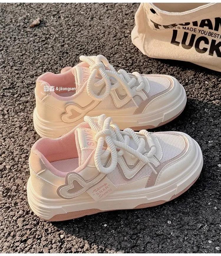 Fashion 2024 Platform Sneakers for Women Popular Autumn Style All-match Womens Trendy School Thick Sole White Pink Shoes Lolita Sneakers