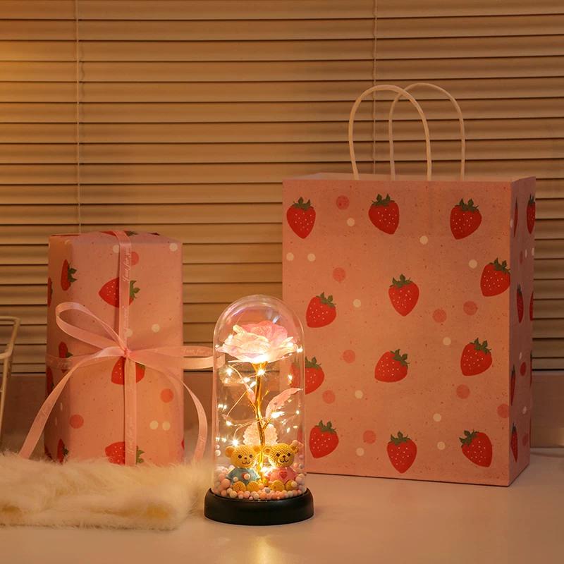 Eternal bouquet rose night light ornament bedroom decoration birthday gift girls girls children senior sense Qixi Festival