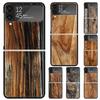 Дерево Деревянный Узор Жесткий ПК Чехол Для Телефона Для Samsung Galaxy Z Flip 7 6 5 4 3 Черный ZFlip7 ZFlip6 Flip5 Flip4 Flip3 5G Печатный Чехол