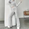 Женский модный однотонный костюм, весенний трикотажный комплект с длинным рукавом, толстовка, свободные брюки, комплект из двух предметов