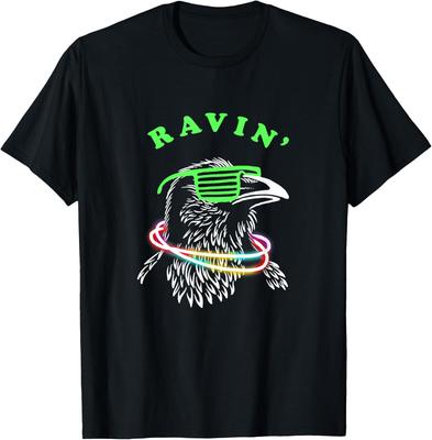 Футболка Ravin Raven - Неоновая Птица для Рейв-Вечеринки Смешная Футболка