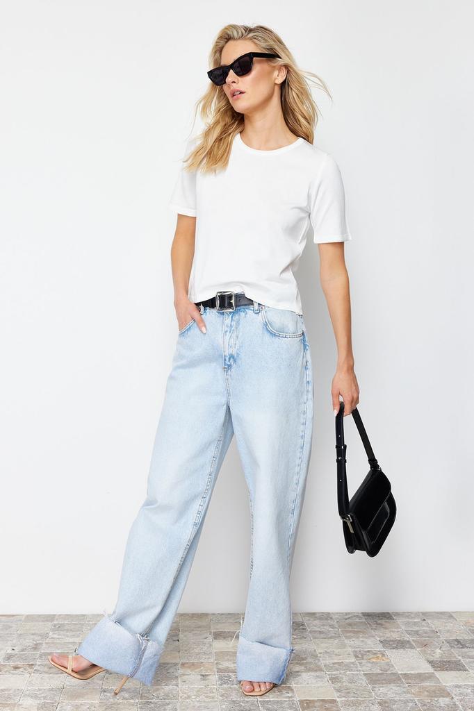 Женская мода, новый свитер, розовая трикотажная футболка с круглым вырезом