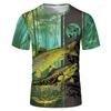 Summer Round Neck 3D Fishing Print T-shirts Fashionable Casual Short Sleeved Men's T-shirts