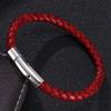 Classic Simple Style Men Women Vintage Braided Genuine Leather Bracelet Stainless Steel Bracelet Gifts