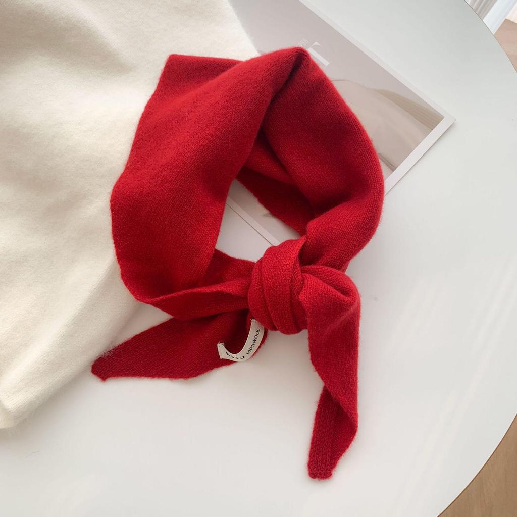 Женский вязаный треугольный шерстяной платок-шаль - Осенне-зимний многофункциональный теплый головной платок