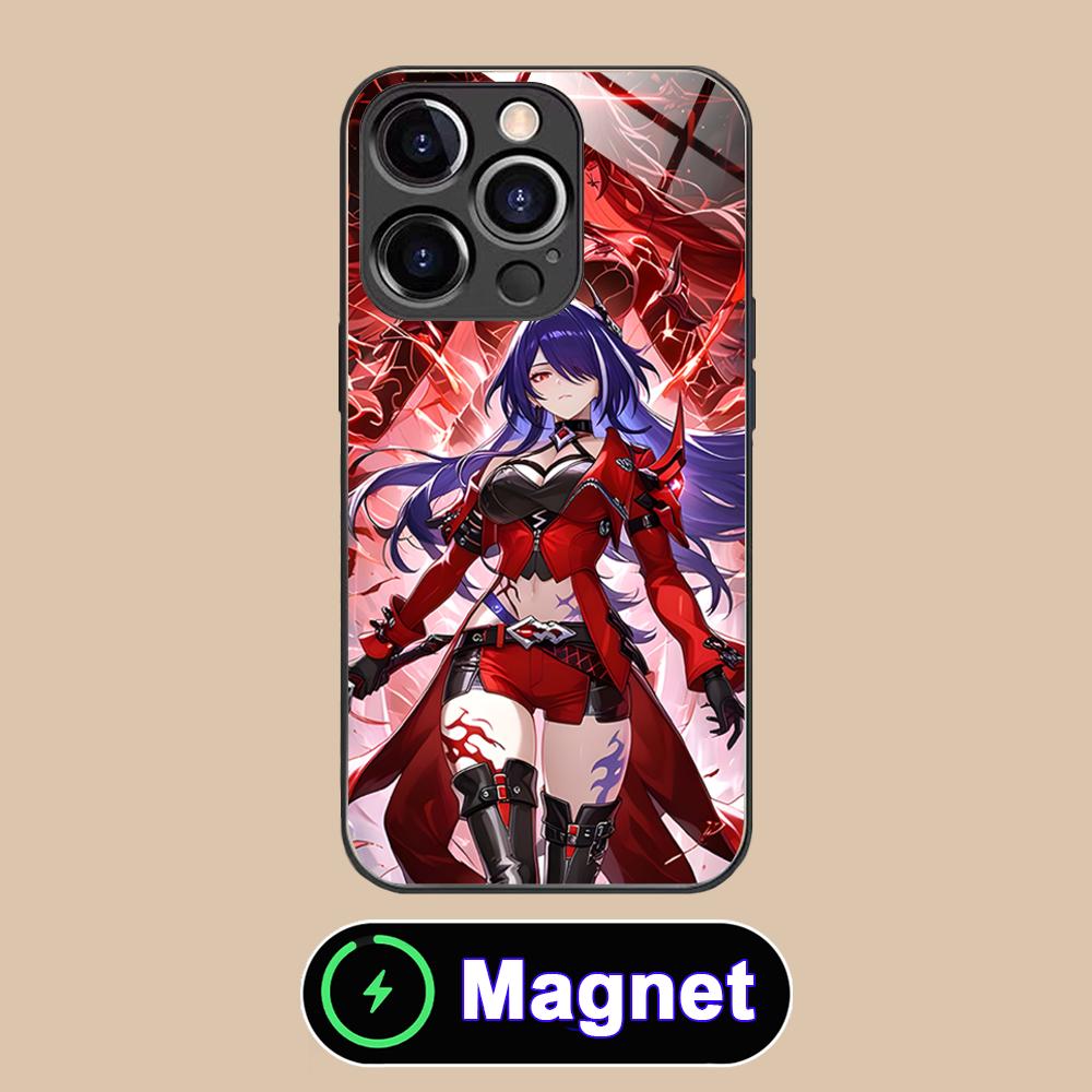 HSR Acheron Стеклянный чехол для мобильного телефона MagSafe для iPhone 17 16 15 14 13 12 11 Air Pro Max Plus Mini Цветной чехол