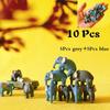 10Pcs/set Miniatures Animals Elephants Cute Garden Terrarium Figurine Home Desktop Decor Office Ornament