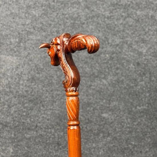 93.98 Cm Bull Head Wooden Walking Stick Handcrafted Cane for Stability Style Unique Gift for Men and Women Best Gift for Him