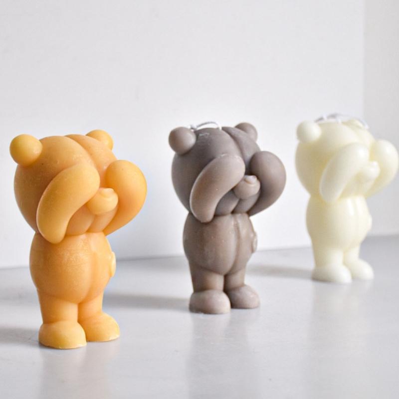 3D Eyecover Bear Shape Candle Silicone Mold for DIY Hand-made Candle Ornaments Mould Handicrafts Making Tool Baking Mold