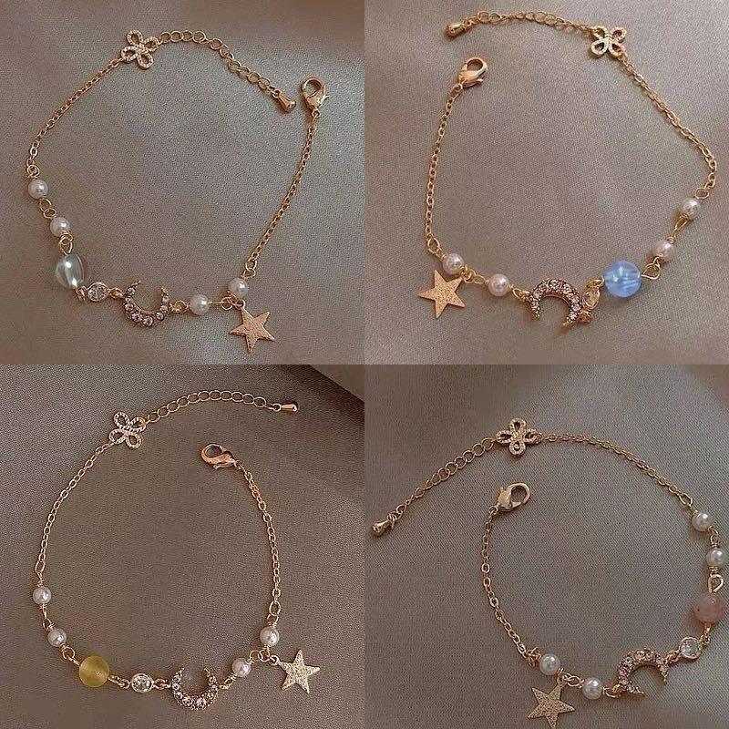Exquisite Bracelets For Women Star Moon Zircon Pearl Bracelet Simple