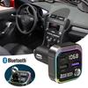 Автомобильный Bluetooth-адаптер для музыки, FM-передатчик, приемник, автомобильный комплект, MP3-аудиоплеер, громкая связь, PD 30 Вт, быстрое зарядное устройство с атмосферным освещением