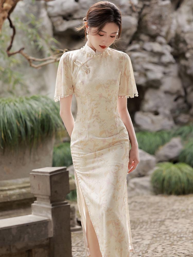 Elegant 2025 Young Women's Summer Long Qipao Dress