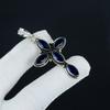 Blue Sapphire Gemstone Silver Cross Pendant In 925 Sterling Silver- Handmade Design, Everyday Wear Jewelry, Unique Pendant Gift For Her