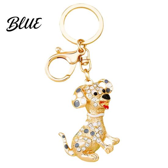 Alloy Keychain Pendant Rhinestones-Encrusted Cartoon Puppy Charm Key Chain Durable