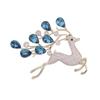Elegant Decorative Brooch with Blue Crystals and Rhinestones for Jackets