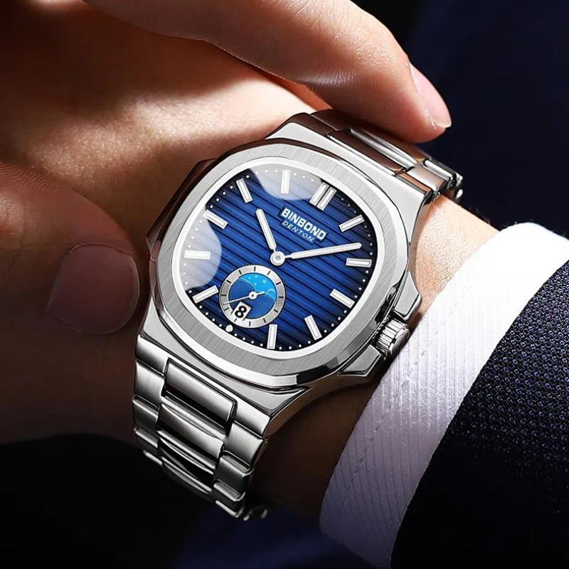 2024 New Luxury Watch Men Business Waterproof Male Clock Luminous Date Stainless Steel Square Quartz Men Watch