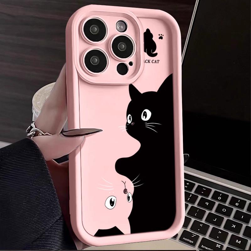 Пара персонализированных кошек подходит для чехла на мобильный телефон Apple 16promax iPhone17 мультяшный 13 pro силиконовый мягкий чехол