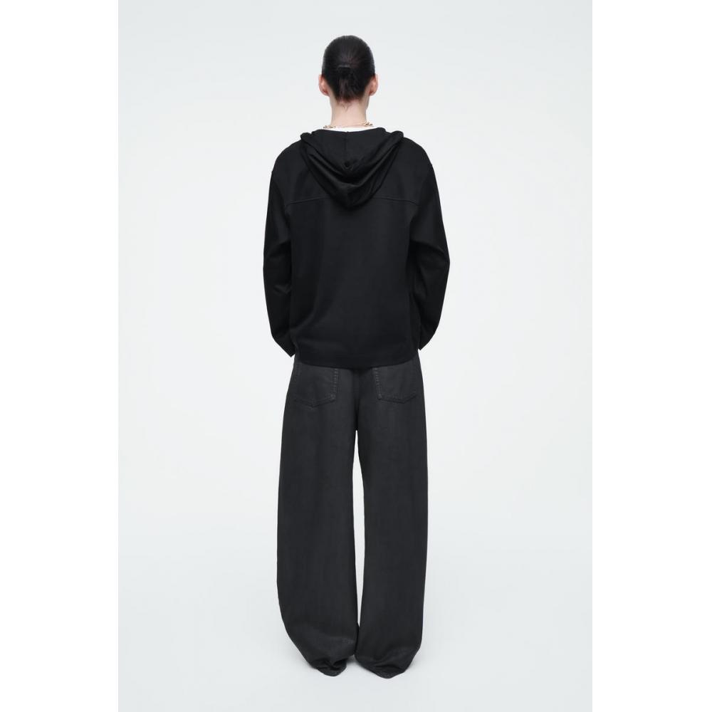 COS Японская легкая толстовка с капюшоном из джерси с пуговицами