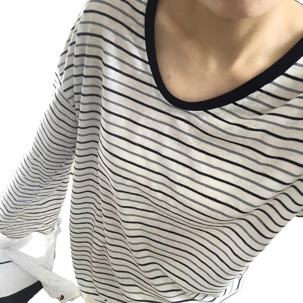 Spring and Autumn New Yarn Snowflake Stripe Korean Slack Lazy Stripe Sunscreen T-Shirt Women's Long Sleeve Air Conditioning Blouse