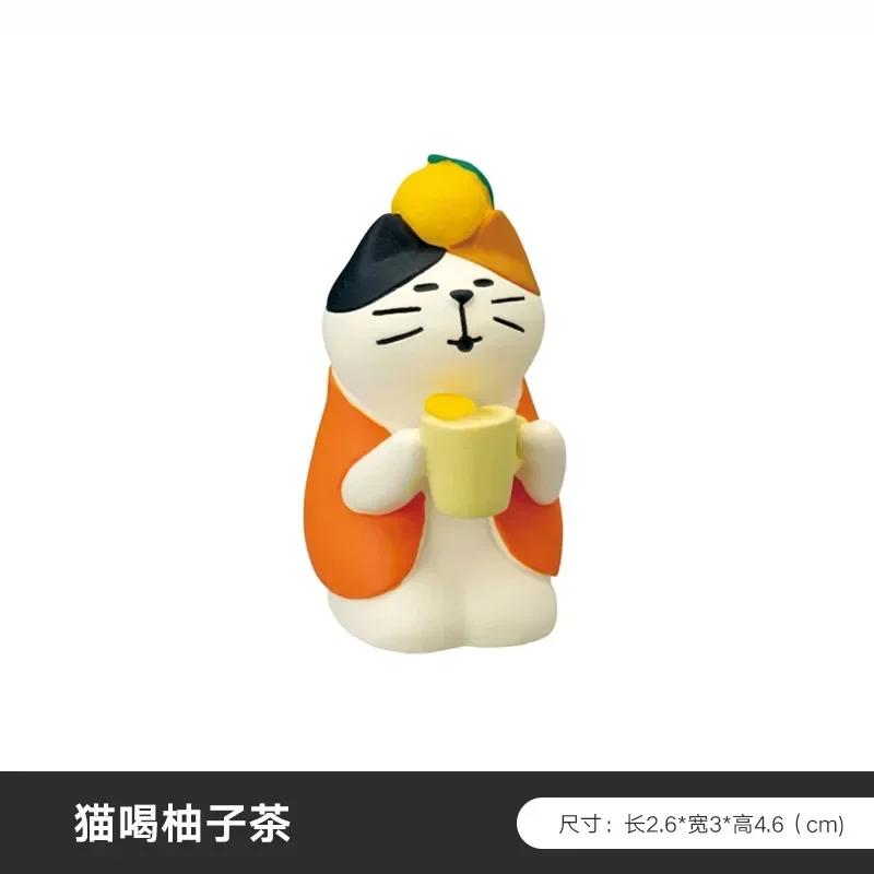 Zakka Япония Чайный домик Кот Япония Украшение Фигурки Полимерная глина Коллекционный Домашний декор Аксессуары для стола Украшение сцены Подарки